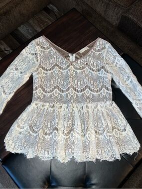 Altar'd State Cream Lace Peplum Blouse